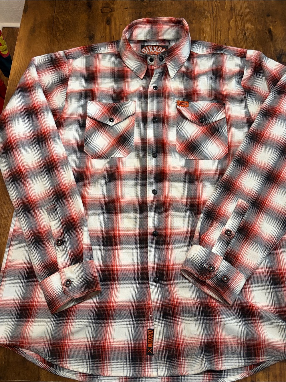 DIXXON Red, White & Black Plaid Button-Down Shirt